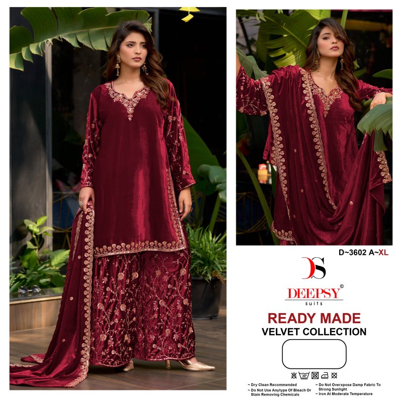 D 3602 A To D By Deepsy Ice Velevt Readymade Pakistani Suits